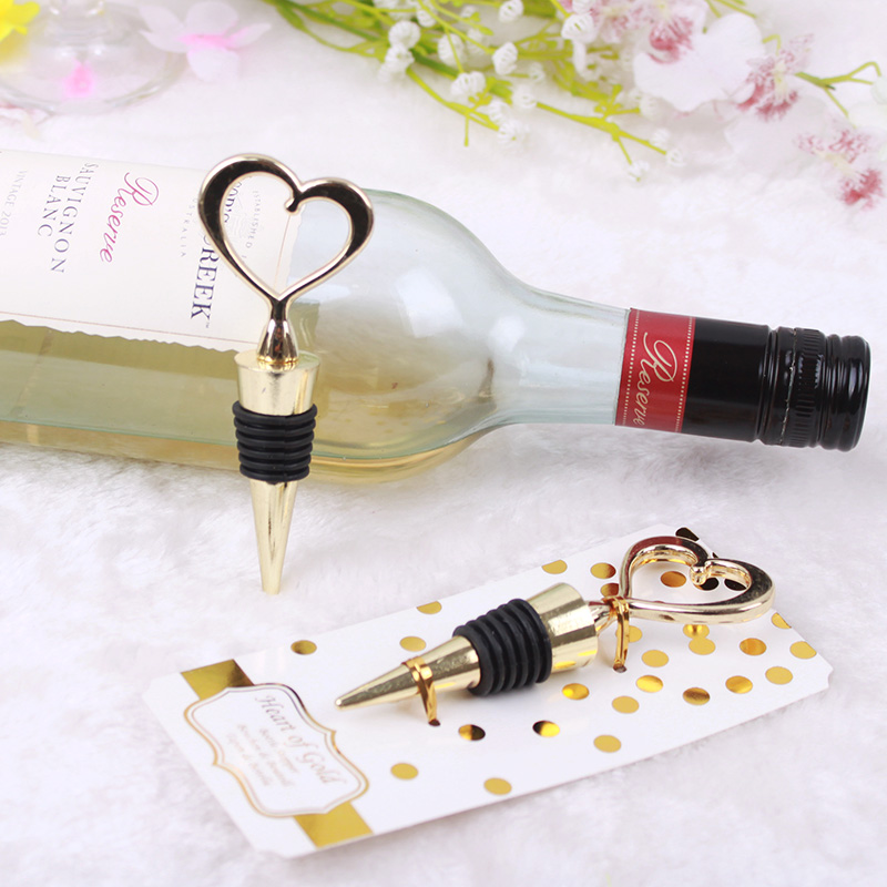 Bottle Stopper - Heart - Gold
