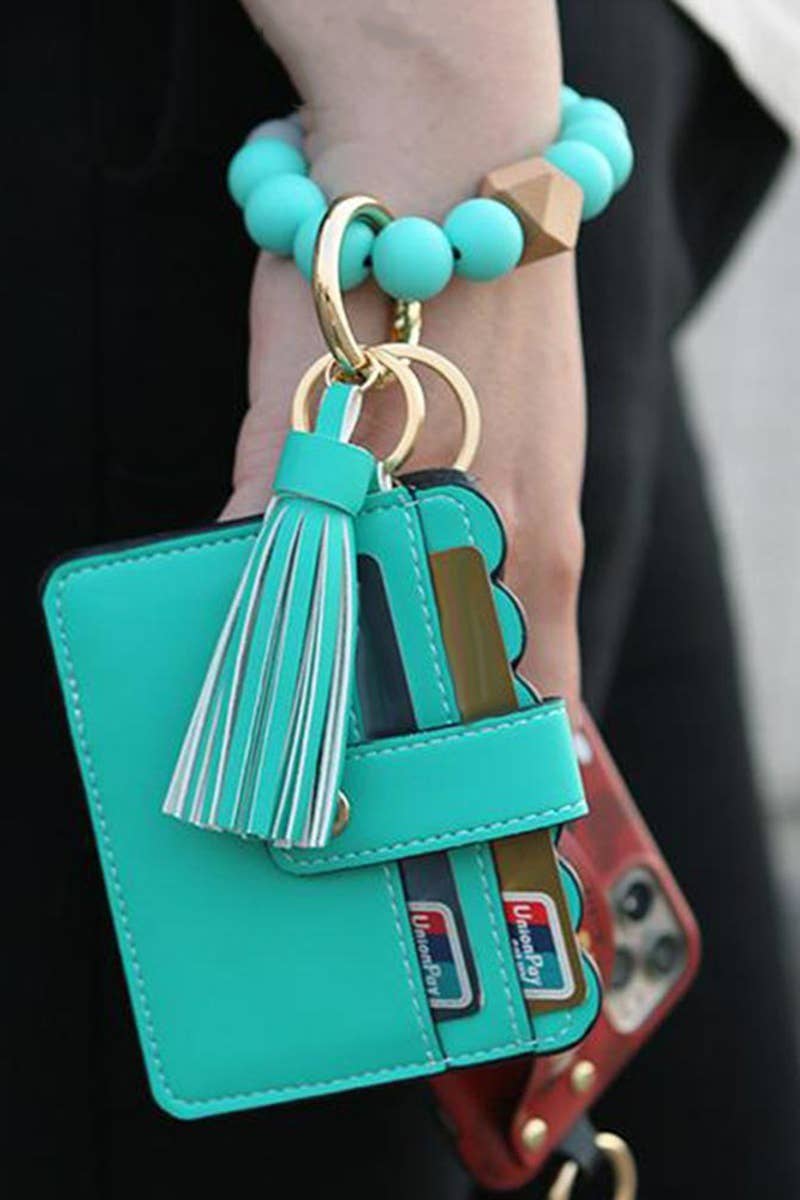 Beaded Bracelet Keychain Card Holder Wallet-MINT-169098