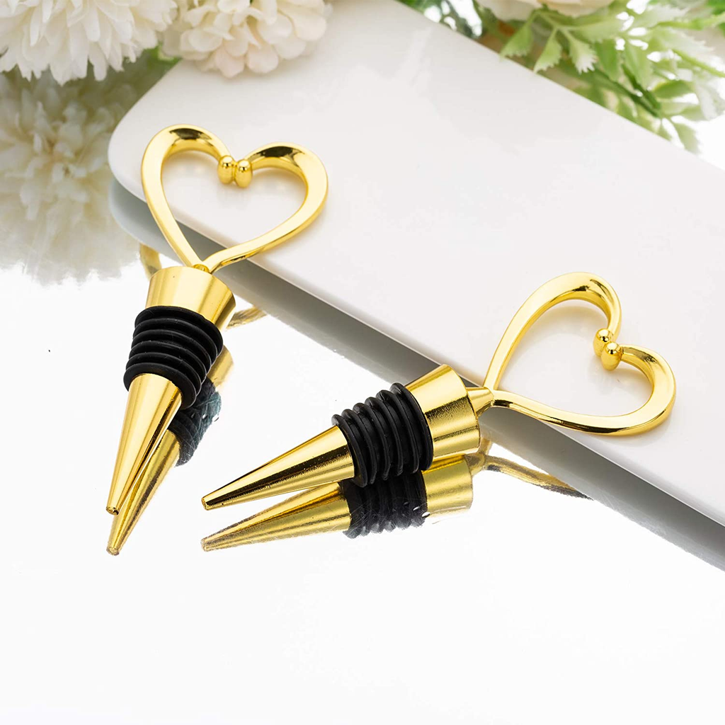 Bottle Stopper - Heart - Gold