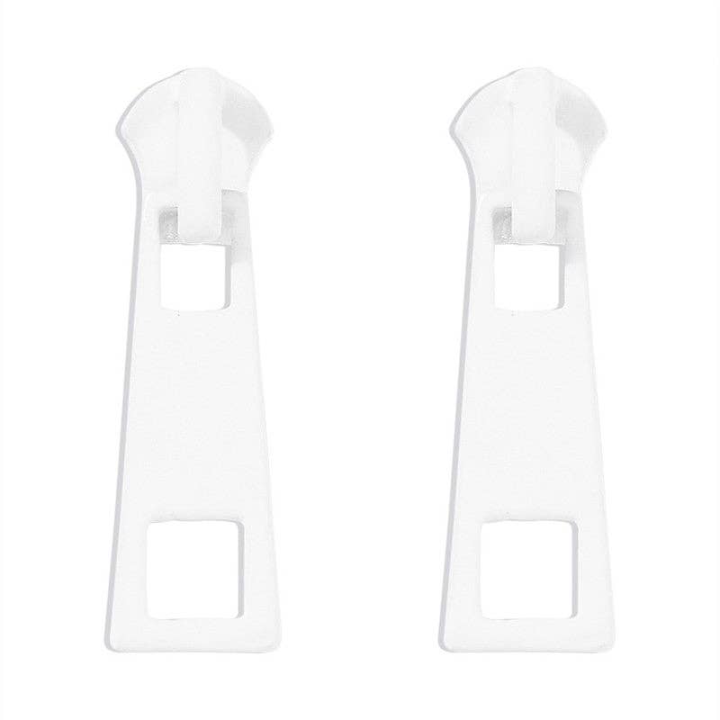Minimalist Zipper Design Earrings: WHITE