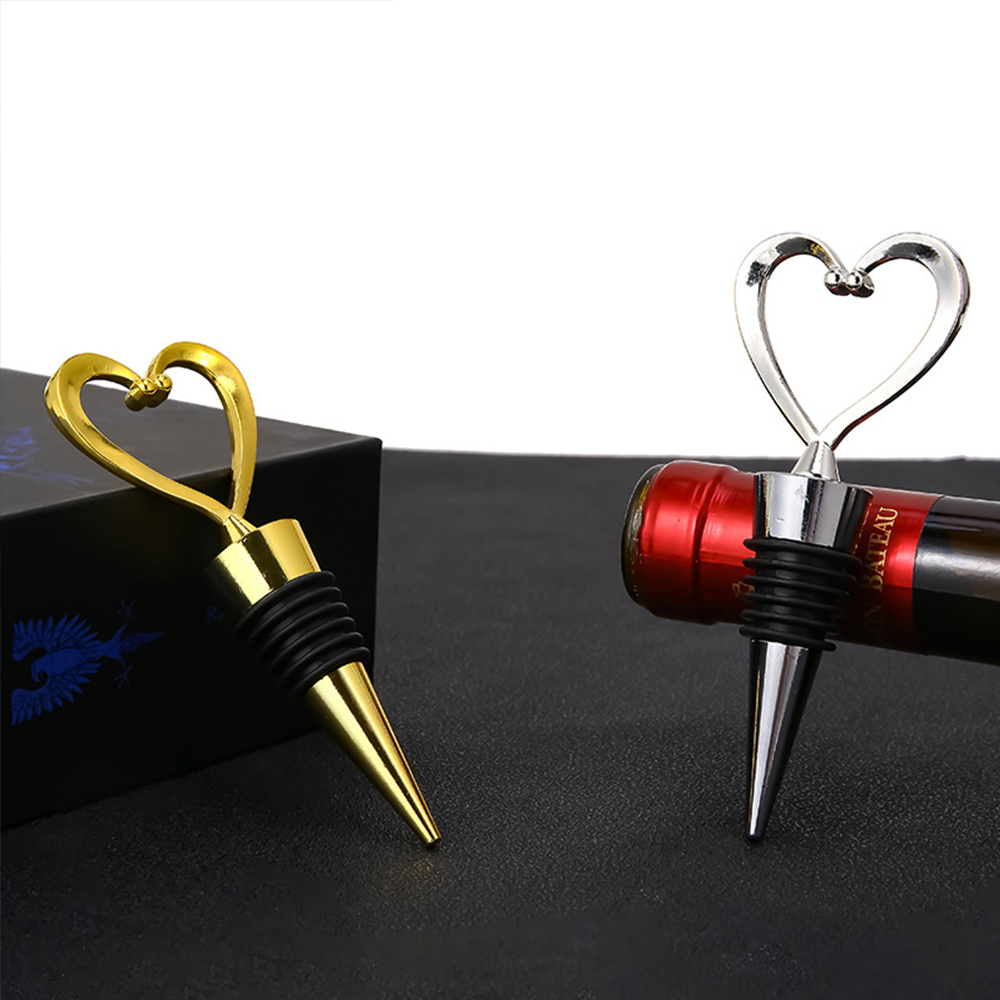 Bottle Stopper - Heart - Gold