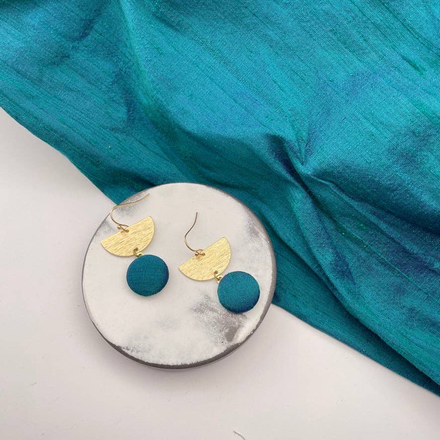 Crescent earrings. Petrol