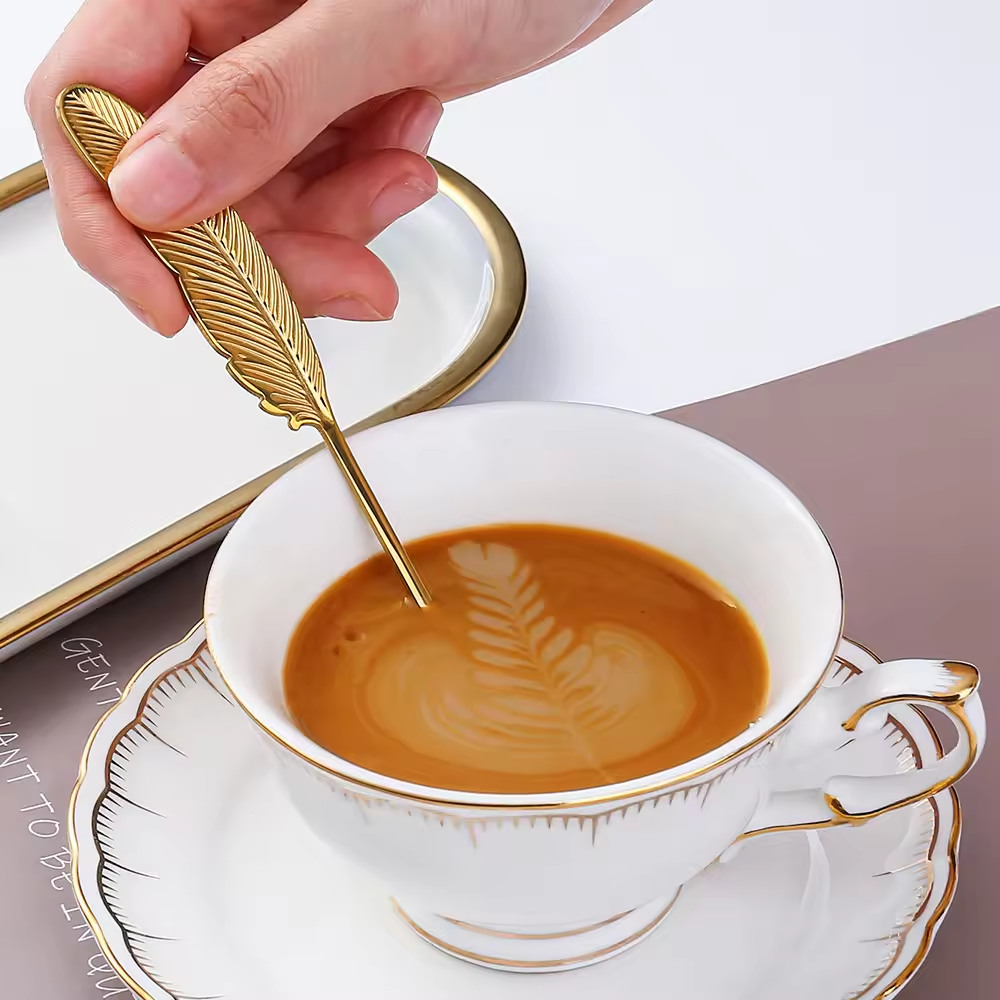 Feather Spoon - For Tea, Coffee, Dessert: Silver