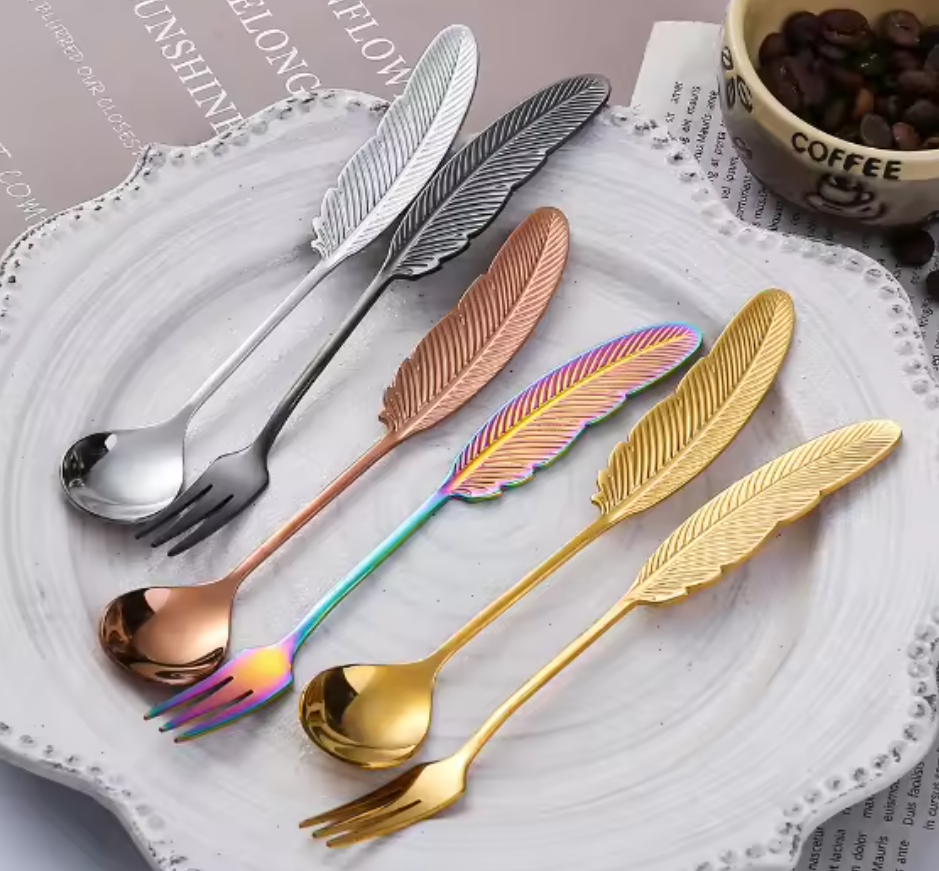 Feather Spoon - For Tea, Coffee, Dessert: Silver