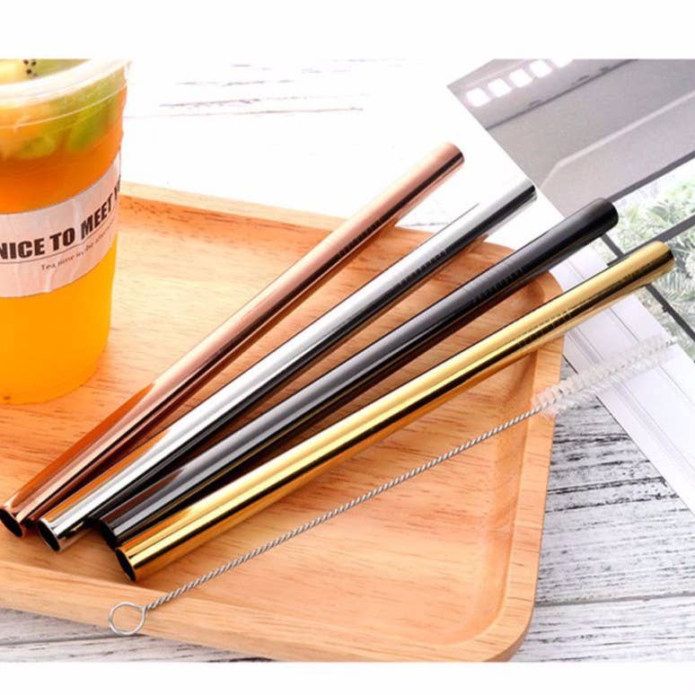 Bubble Tea Set - 3 straws with pouch and brush  - Mix Color
