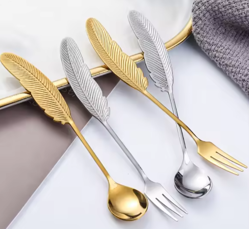 Feather Spoon - For Tea, Coffee, Dessert: Silver