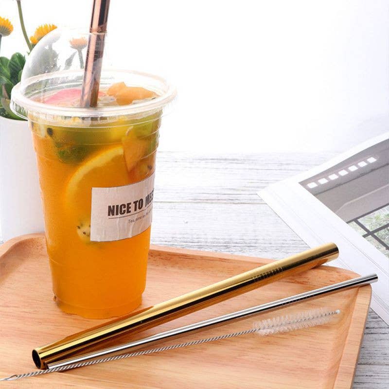 Bubble Tea Set - 3 straws with pouch and brush  - Mix Color