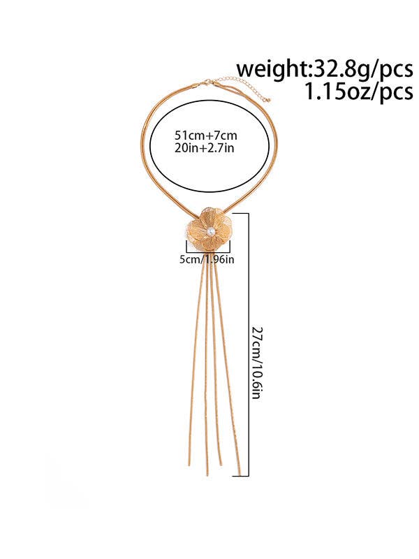 Flower Shape Tasseled Necklaces Accessories: GOLD