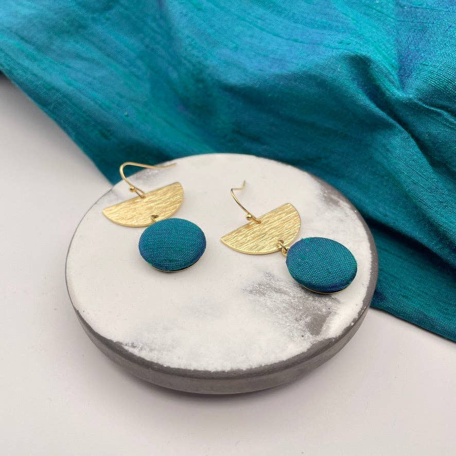 Crescent earrings. Petrol