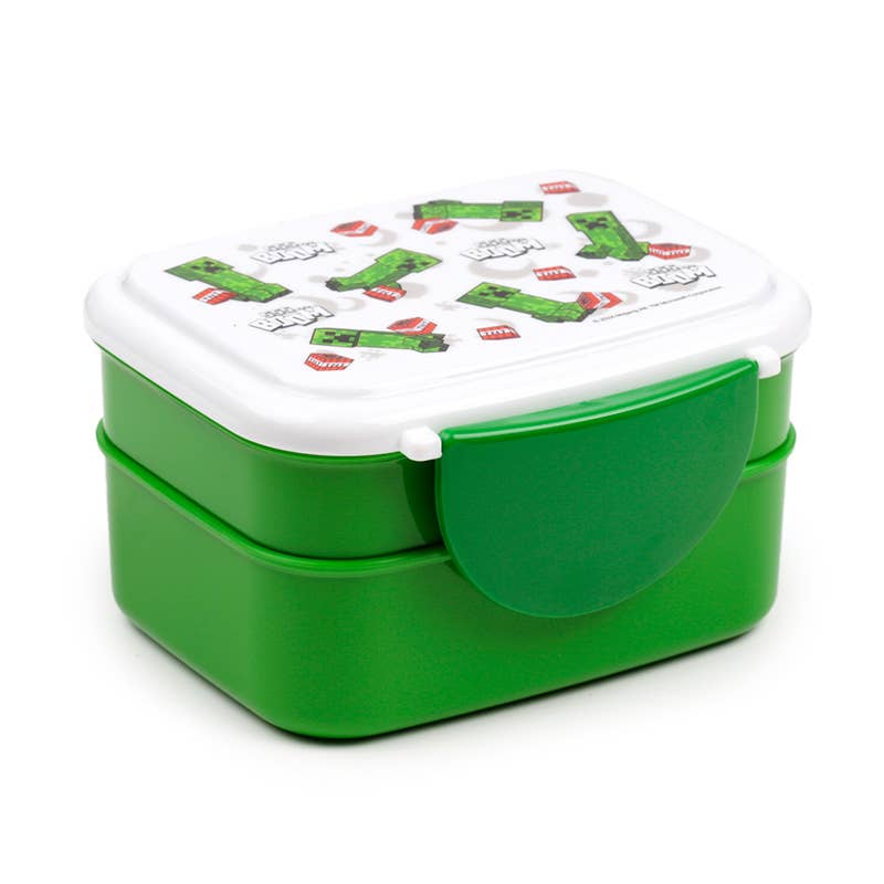 Minecraft Creeper & TNT Clip Lock Bento Lunch Box & Cutlery