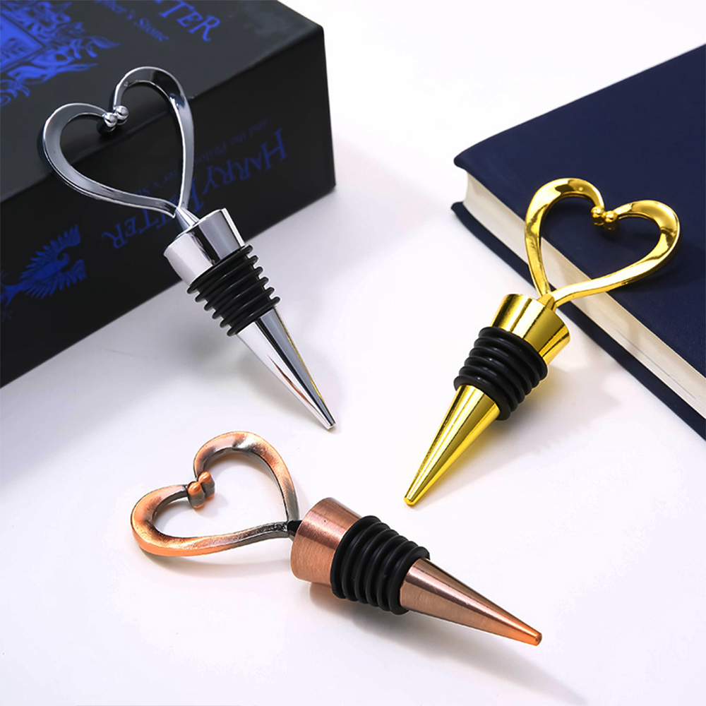 Bottle Stopper - Heart - Gold