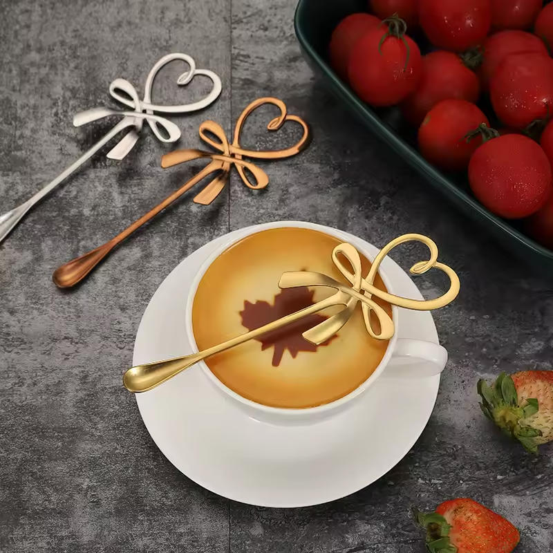 Heart Stirrer with Bow Knot - For Tea or Coffee
