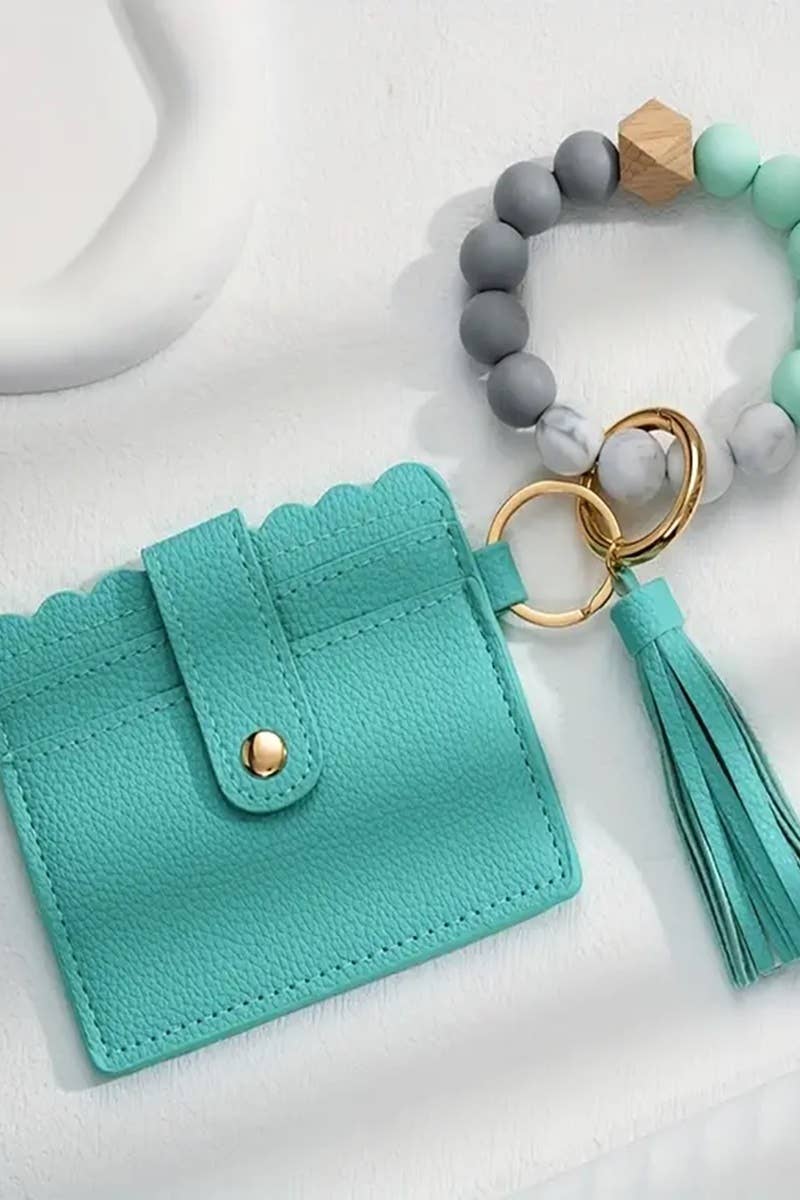 Beaded Bracelet Keychain Card Holder Wallet-MINT-169098