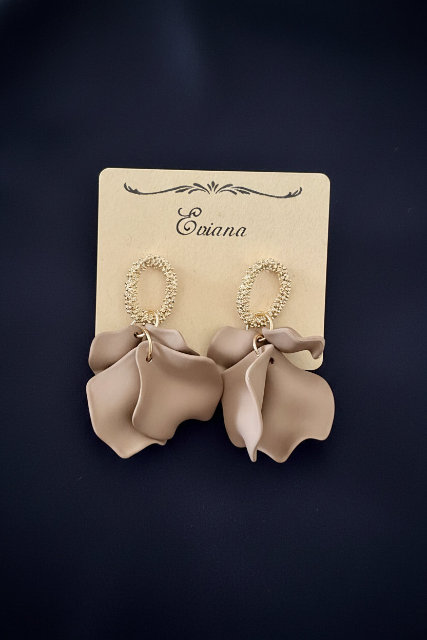 Flower Petal Dangle Earrings- Coffee