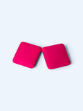 Geometric Fluorescent Pink Earrings-Square