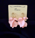 Flower Petal Dangle Earrings-Pink