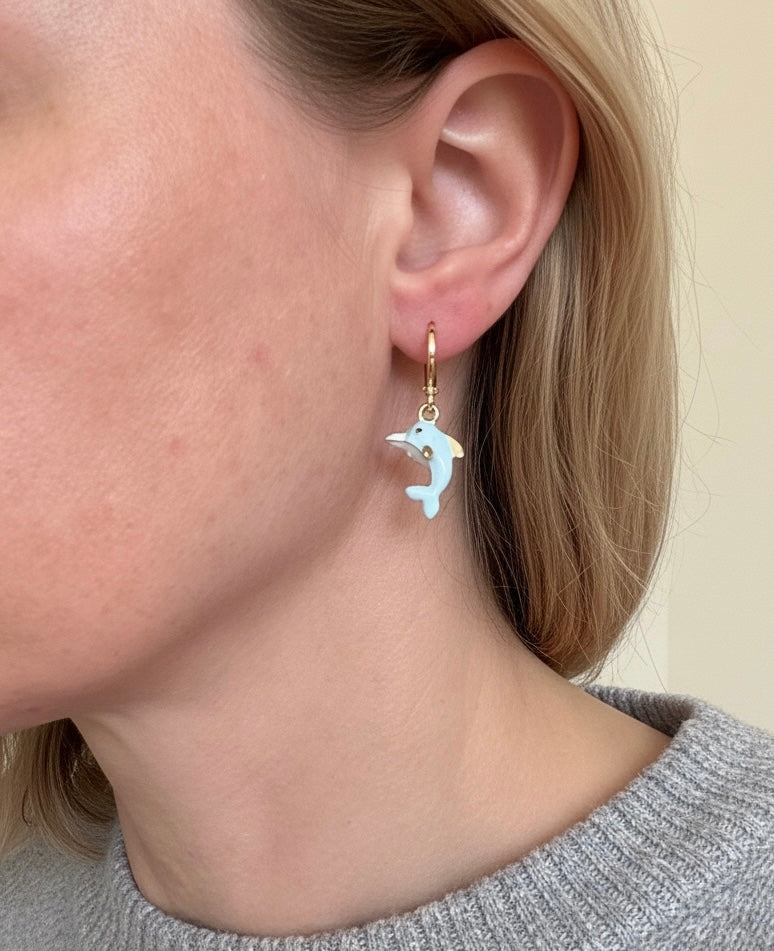Marine Life Drop Earrings- Dolphin
