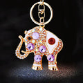 Crystal Rhinestone Elephant Keychain-Purple