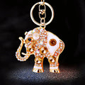 Crystal Rhinestone Elephant Keychain-Yellow