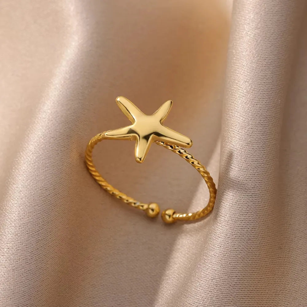 Adjustable Ring- Twisted Rope Starfish