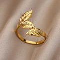 Adjustable Ring-Glossy Triple Leaf