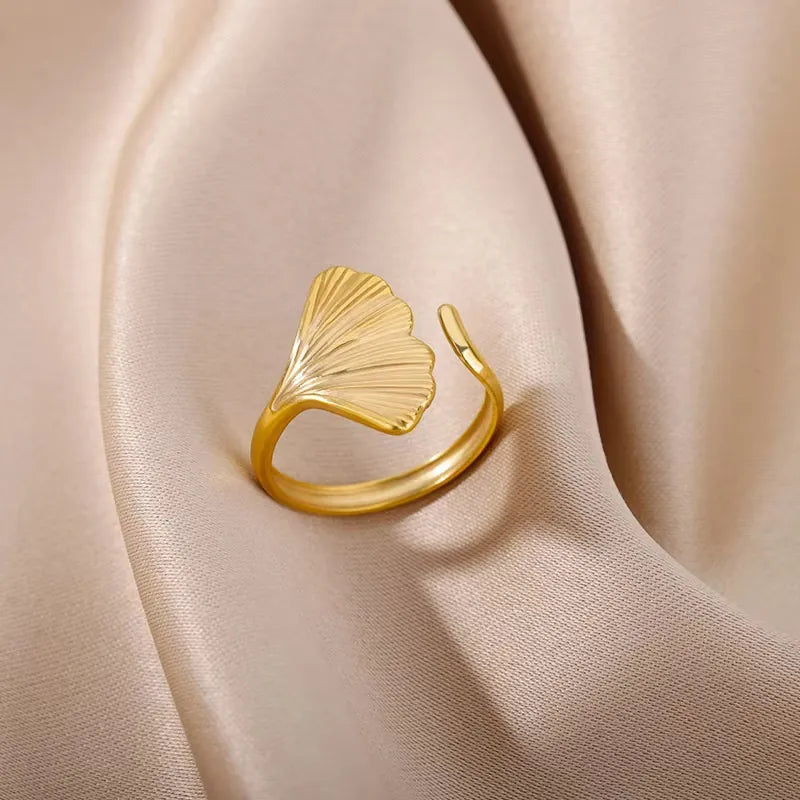Adjustable Ring-Ginkgo Leaf Shape