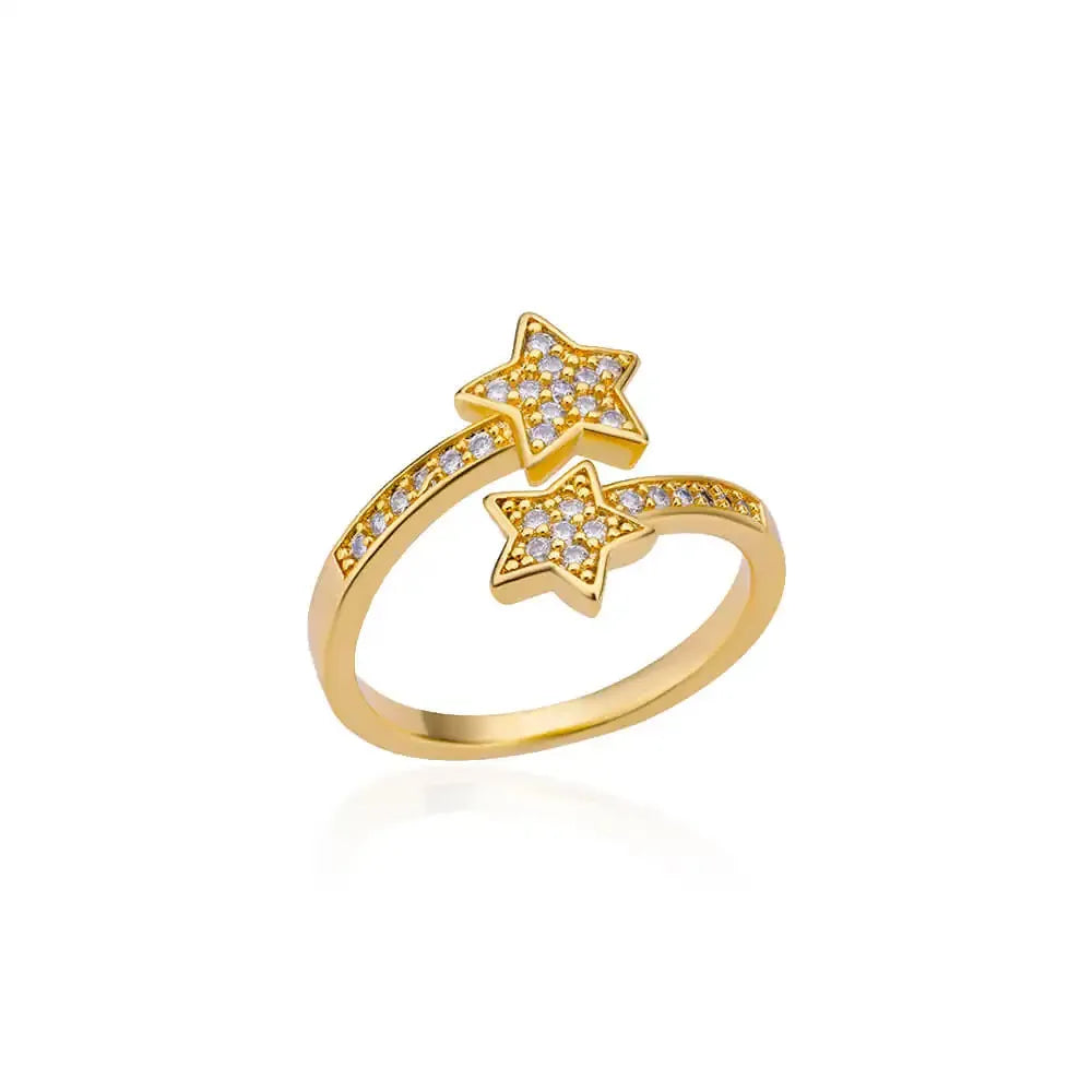 Adjustable Ring-Gold Double Star
