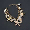 Elegant Bohemian Shell Starfish Charm Bracelet-Gold