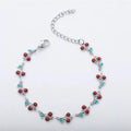 Stainless Steel Bracelet Women Bohemian Enamel Cherry Pendant Adjustable-Silver-Red