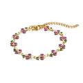 Stainless Steel Bracelet Women Bohemian Enamel Cherry Pendant Adjustable-Gold-Purple