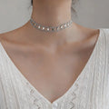 Double Layer Necklace-Irregular Rhombus Sequin Geometric Choker-Silver