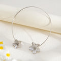 Elegant Flower Choker Necklace -Open Front Floral Petal-Silver