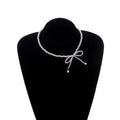 Elegant Bowknot Imitation Artificial Pearl Choker Necklace-White-Gold