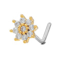 L-Shaped Nose Stud-Gold Flower