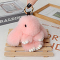 Soft Faux Fur Rabbit Pendant Keychain With Metal Ring-Pink