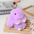 Soft Faux Fur Rabbit Pendant Keychain With Metal Ring-Purple