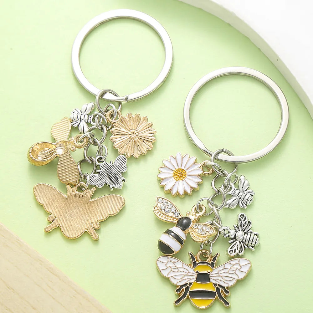 Cute Bee Butterfly Flower Enamel Keychain