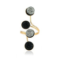 Light Grey Alloy Open Ring with Resin Rhimstones