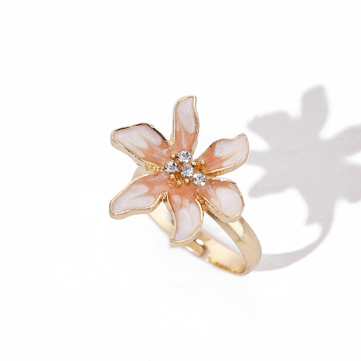 Oil Drop Flower Ring-Beige/Peach