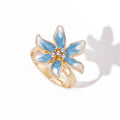 Oil Drop Flower Ring-Blue/White