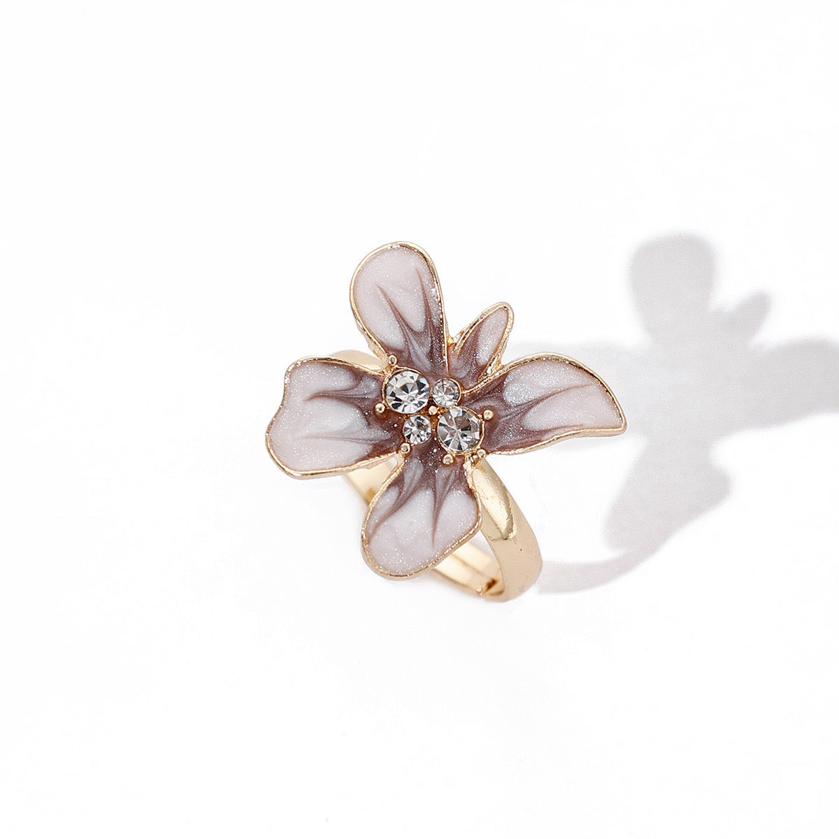 Oil Drop Flower Ring-Purple/Beige