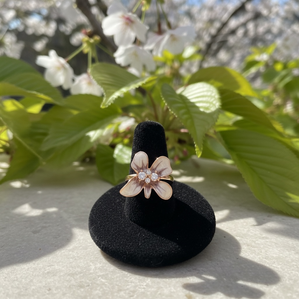 Oil Drop Flower Ring-Purple/Beige