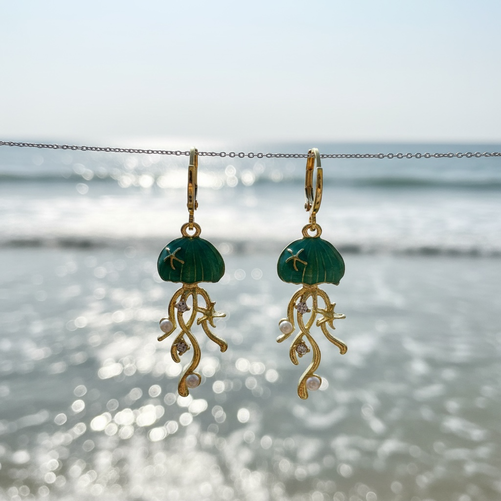Marine Life Drop Earrings- Jellyfish