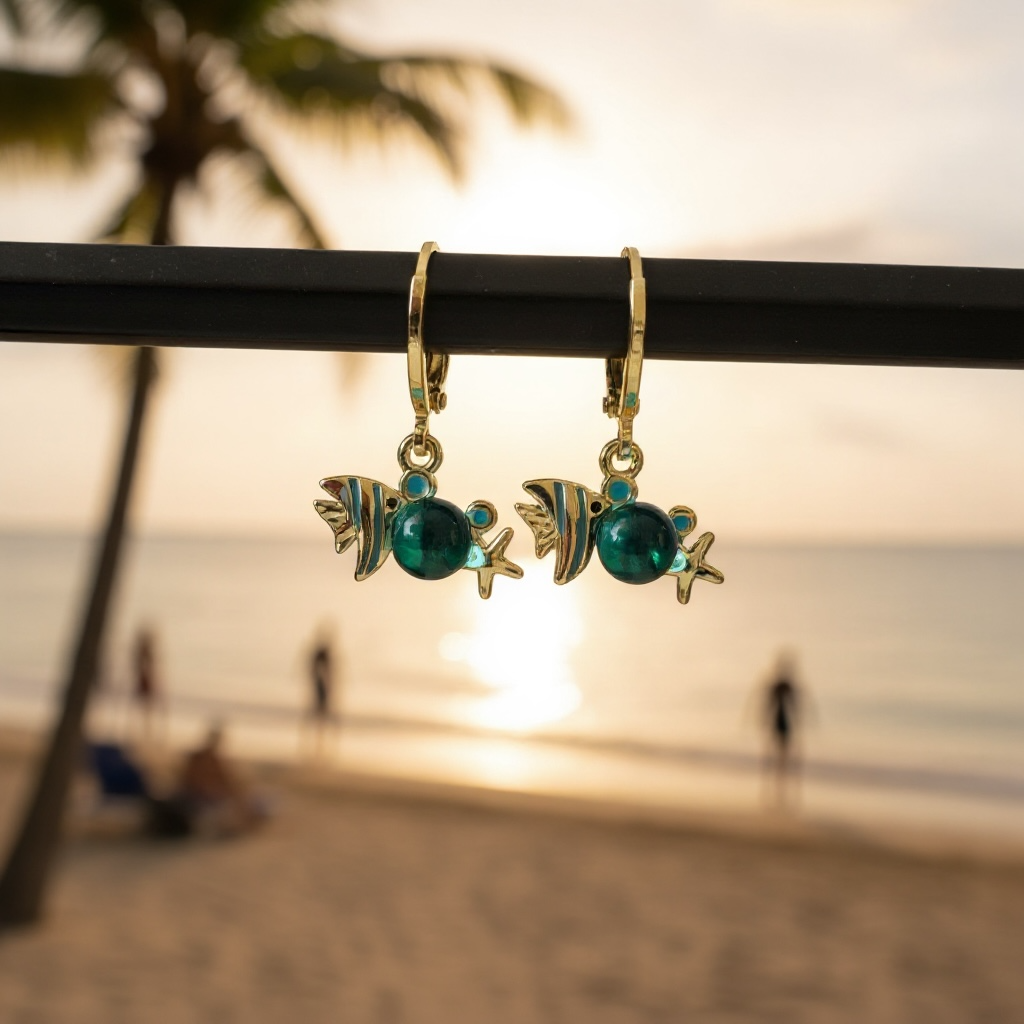 Marine Life Drop Earrings- Fish and Star