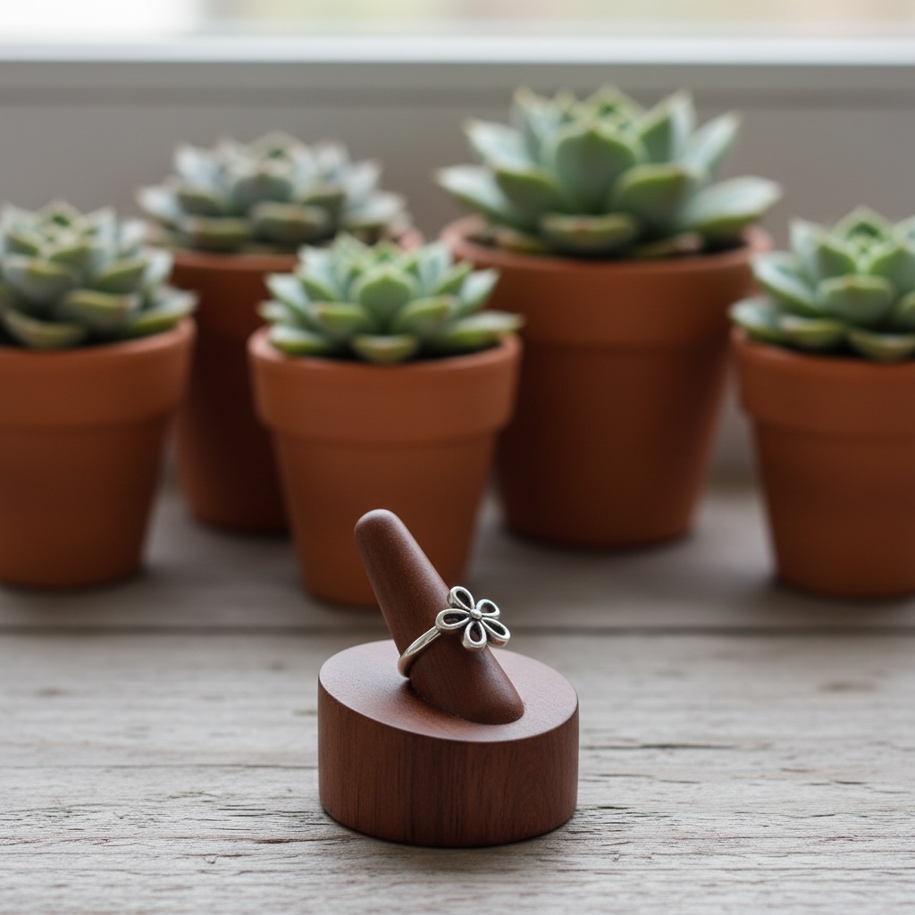 Open ring-Silver with Antique Finish- Small Flower