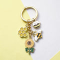 Keychain-Yellow Sunflower Bee Honey