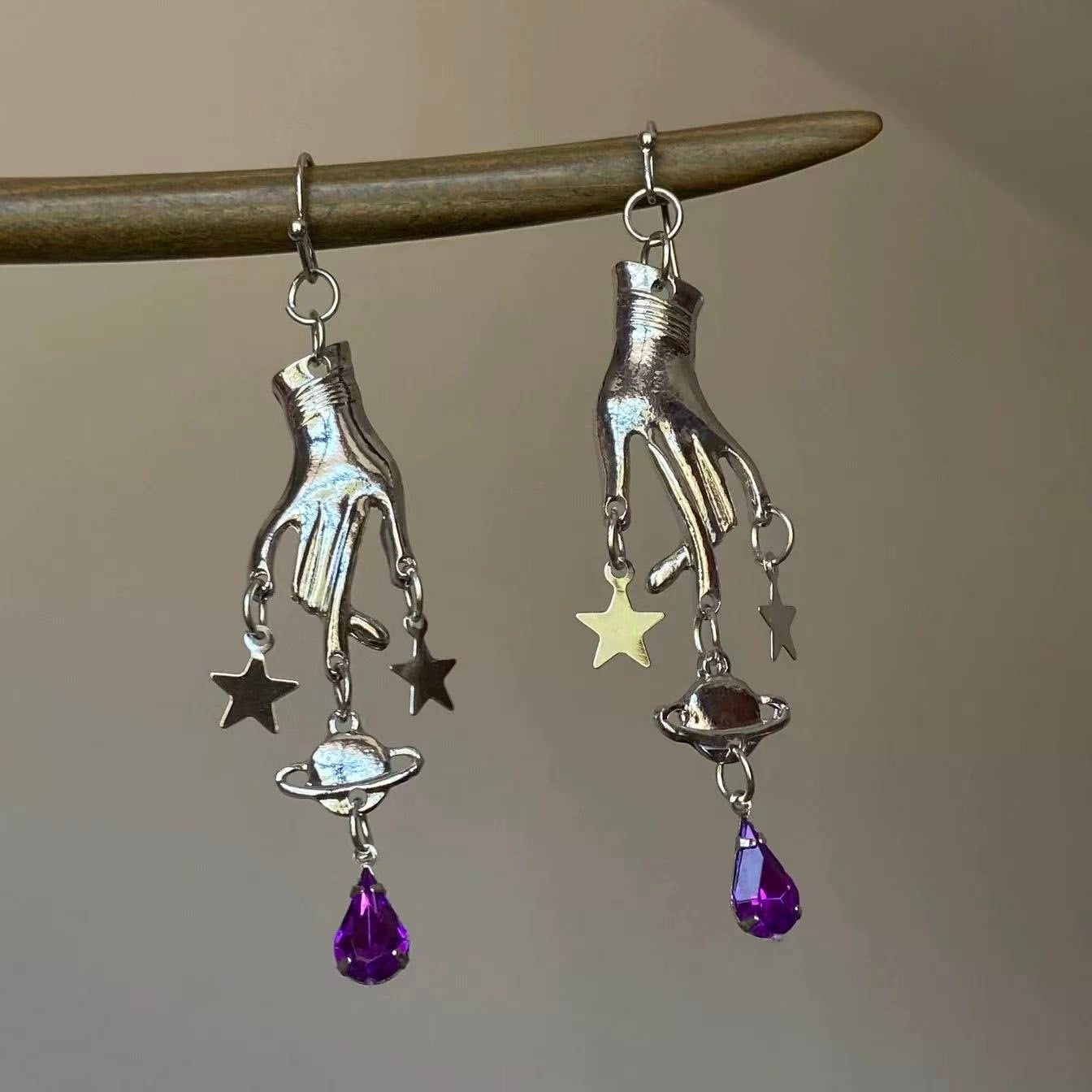 Hanging Earrings- Hands-Stars-Planet