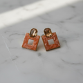 Geometric Earrings with Peach Marble look