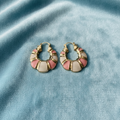 Hoop Earrings- Pink and Cream Coloured Segments