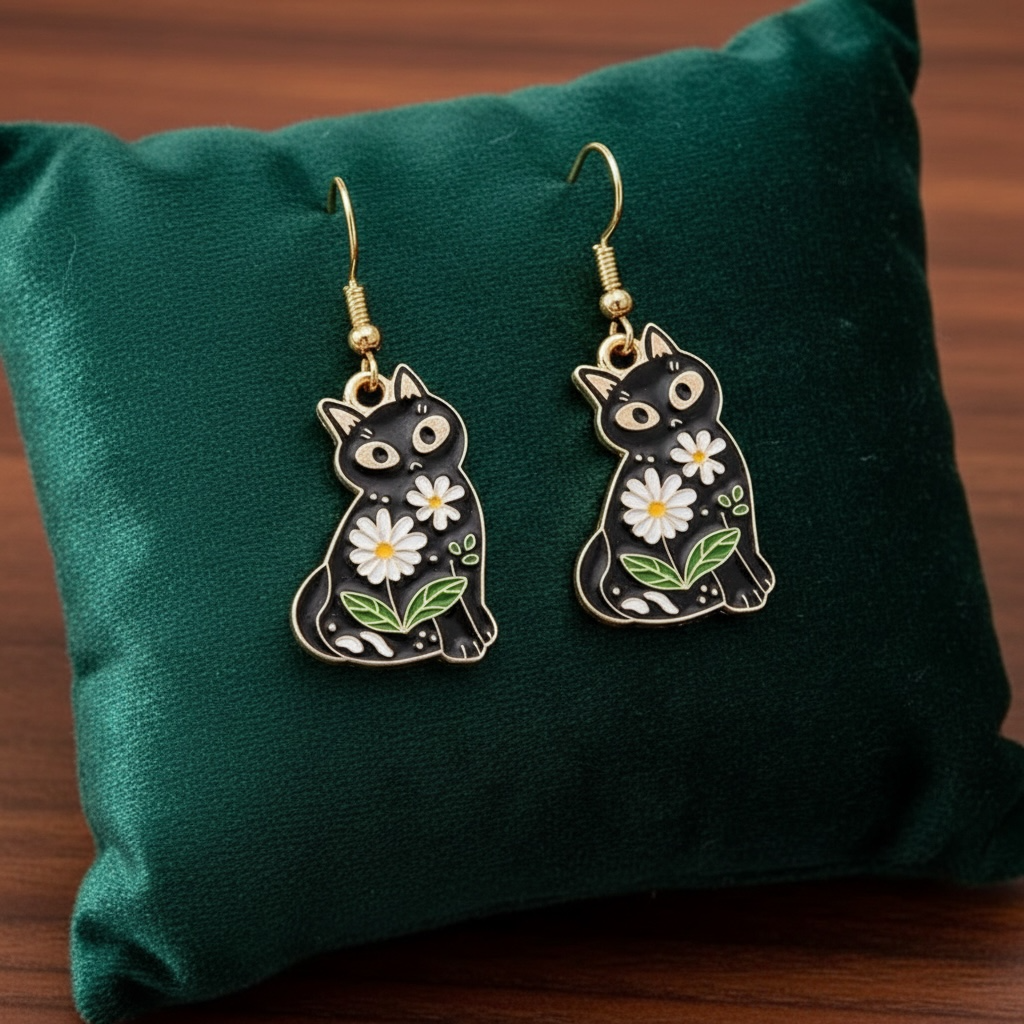 Cat Dangling Earrings